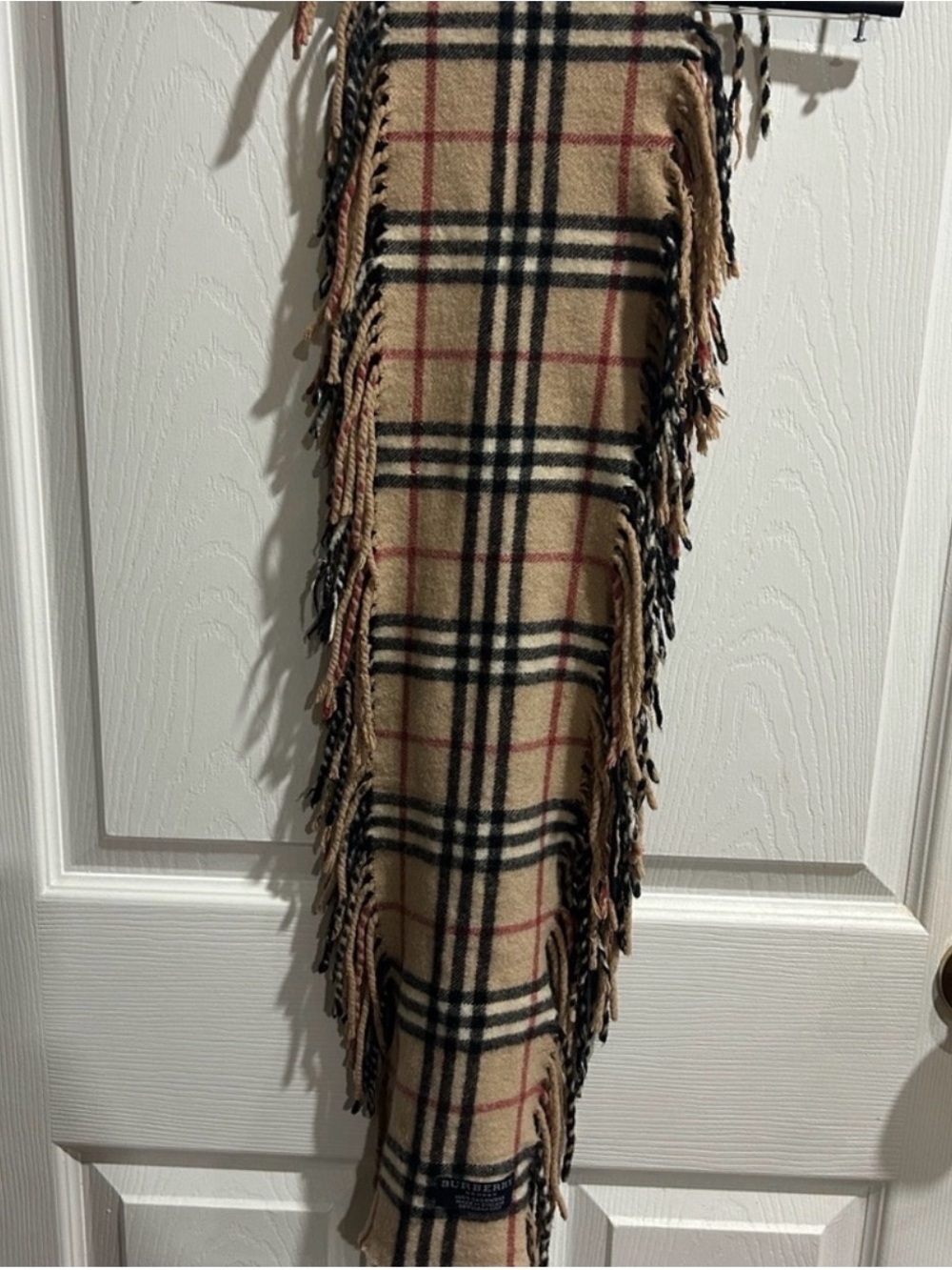 🤎 BURBERRY LONDON DOUBLE-FRINGE CASHMERE SCARF
